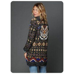 Jackson Rowe Bengal Tiger Knit Cardigan Sweater sz S